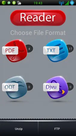 DjVu, PDF, ODT, TXT Reader